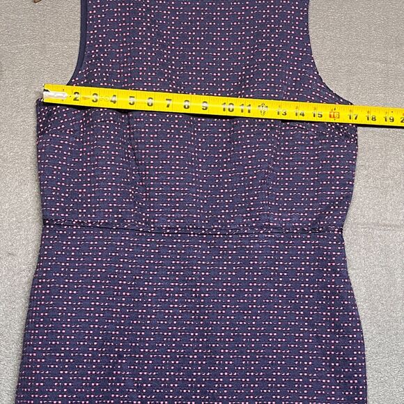 LOFT Women's Woven Textured Sleeveless Sheath Navy/Pink Size 8 Dress - Picture 6 of 8